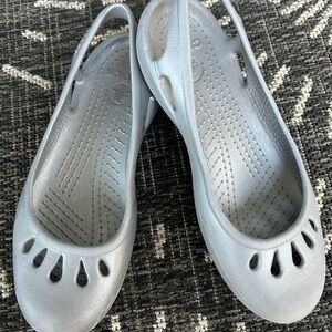 CROCS Gray Slingback Flats with Ventilation